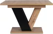 Masă de dining în culorile stejar Artisan/negru. CLARK 120–160 cm