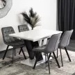 Masa de dining lucioasă alb/negru CLARK 120–160 cm