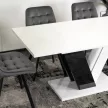Masa de dining lucioasă alb/negru CLARK 120–160 cm