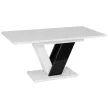 Masa de dining lucioasă alb/negru CLARK 120–160 cm