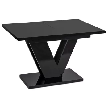   Masă extensibilă pentru dining, în culoare negru lucios. CLARK 120–160 cm