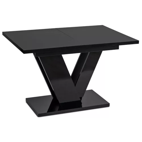 Masă extensibilă pentru dining, în culoare negru lucios. CLARK 120–160 cm