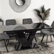 Masă extensibilă pentru dining, în culoare negru lucios. CLARK 120–160 cm