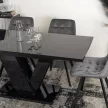 Masă extensibilă pentru dining, în culoare negru lucios. CLARK 120–160 cm