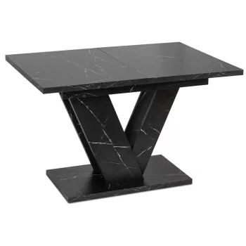   Masă de dining extensibilă cu aspect de marmură neagră. CLARK 120–160 cm