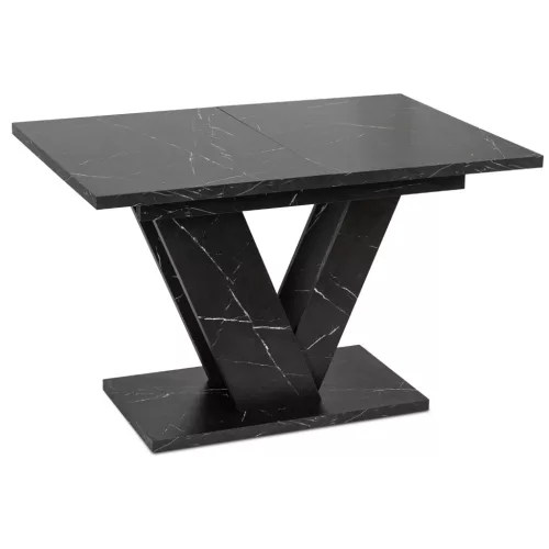 Masă de dining extensibilă cu aspect de marmură neagră. CLARK 120–160 cm