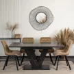 Masă de dining extensibilă cu aspect de marmură neagră. CLARK 120–160 cm