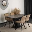 Masă de dining extensibilă cu aspect de marmură neagră. CLARK 120–160 cm