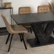 Masă de dining extensibilă cu aspect de marmură neagră. CLARK 120–160 cm