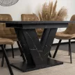 Masă de dining extensibilă cu aspect de marmură neagră. CLARK 120–160 cm