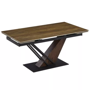   Masă extensibilă de dining cu blat ceramic 160–220 cm, culoare maro închis/negru REX
