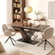 Masă extensibilă de dining cu blat ceramic 160–220 cm, culoare maro închis/negru REX