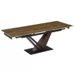 Masă extensibilă de dining cu blat ceramic 160–220 cm, culoare maro închis/negru REX