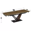 Masă extensibilă de dining cu blat ceramic 160–220 cm, culoare maro închis/negru REX