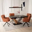 Masă extensibilă ceramică 160–220 cm, culoare marmură neagră/nuc REX
