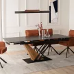 Masă extensibilă ceramică 160–220 cm, culoare marmură neagră/nuc REX