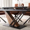 Masă extensibilă ceramică 160–220 cm, culoare marmură neagră/nuc REX