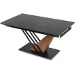 Masă extensibilă ceramică 160–220 cm, culoare marmură neagră/nuc REX