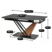 Masă extensibilă ceramică 160–220 cm, culoare marmură neagră/nuc REX