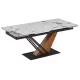 Masă extensibilă de dining cu blat ceramic 180–240 cm, culoare marmură albă/stejar REX 2