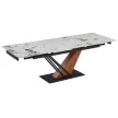Masă extensibilă de dining cu blat ceramic 180–240 cm, culoare marmură albă/stejar REX 2