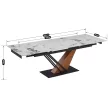 Masă extensibilă de dining cu blat ceramic 180–240 cm, culoare marmură albă/stejar REX 2
