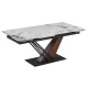 Masă extensibilă de dining cu blat ceramic 180–240 cm, culoare marmură albă/nuc REX 2