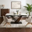 Masă extensibilă de dining cu blat ceramic 180–240 cm, culoare marmură albă/nuc REX 2