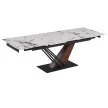 Masă extensibilă de dining cu blat ceramic 180–240 cm, culoare marmură albă/nuc REX 2