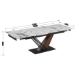 Masă extensibilă de dining cu blat ceramic 180–240 cm, culoare marmură albă/nuc REX 2