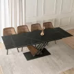 Masă extensibilă de dining cu blat ceramic 180–240 cm, culoare marmură neagră/nuc REX 2