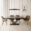 Masă extensibilă de dining cu blat ceramic 180–240 cm, culoare marmură neagră/nuc REX 2