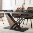 Masă extensibilă de dining cu blat ceramic 180–240 cm, culoare marmură neagră/nuc REX 2
