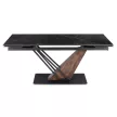 Masă extensibilă de dining cu blat ceramic 180–240 cm, culoare marmură neagră/nuc REX 2