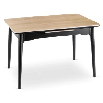   Masă ceramică extensibilă 120–160 cm, finisaj stejar/negru SAMER