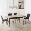 Masă ceramică extensibilă 138–178 cm, finisaj stejar/negru SAMER
