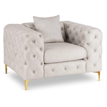Fotoliu (1 loc) crem, tapițat cu catifea SORRENTO