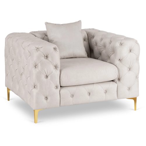 Fotoliu (1 loc) crem, tapițat cu catifea SORRENTO