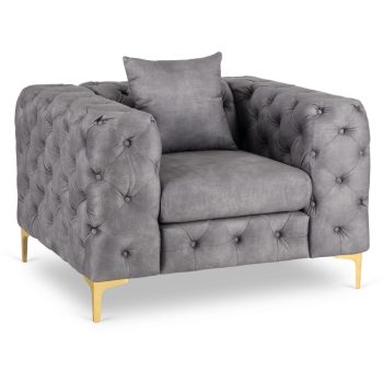 Fotoliu (1 loc) gri, tapițat cu catifea SORRENTO