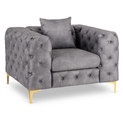 Fotoliu (1 loc) gri, tapițat cu catifea SORRENTO