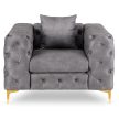 Fotoliu (1 loc) gri, tapițat cu catifea SORRENTO