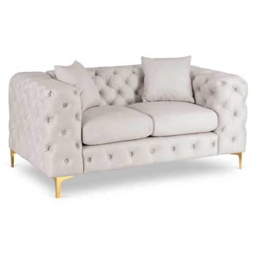 Canapea 2 locuri crem, tapițată cu catifea SORRENTO 2S