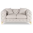 Canapea 2 locuri crem, tapițată cu catifea SORRENTO 2S