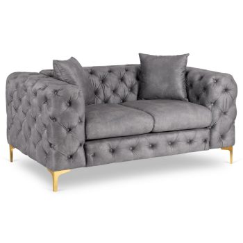 Canapea 2 locuri gri, tapițată cu catifea SORRENTO 2S