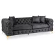 Canapea 3 locuri neagră, tapițată cu catifea SORRENTO 3S