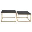 Set măsuțe de cafea ceramic, finisaj marmură neagră, cadru auriu TENOR
