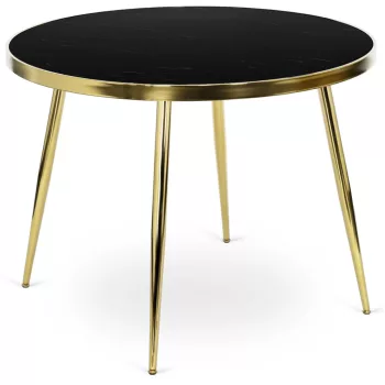   Masă de dining din sticlă 100 cm, culoare negru/auriu TINGA