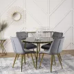 Masă de dining din sticlă 100 cm, culoare negru/auriu TINGA