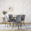 Masă de dining din sticlă 100 cm, culoare negru/auriu TINGA
