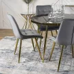 Masă de dining din sticlă 100 cm, culoare negru/auriu TINGA